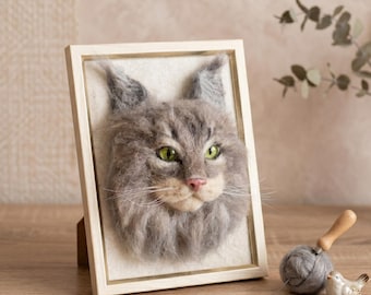 Custom Needle Felted Pet Figurine. Wool Felt Dog Sculpture, Personalized Cat Memorial Gift