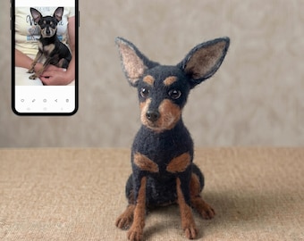 Custom Needle Felted Dog Figurine. Personalized Wool Felt Dog Sculpture, Pet Memorial Gift