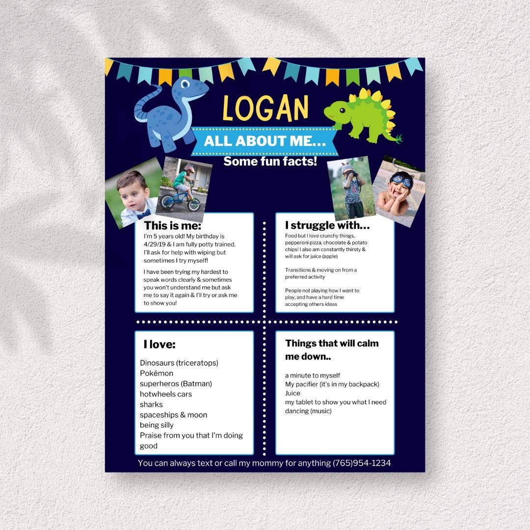 All About Me Printable Boy Editable Digital Template Kids My Favorite ...