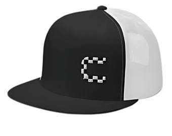 Racing Hat by chckrd -  Left Eye Hauler - Five-Panel Snapback Trucker Cap, Flat Bill Racing Hat