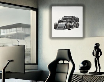 Dirt Modified Canvas Wall Art - Fade-Resistant Racing Print, Motorsports Home Decor