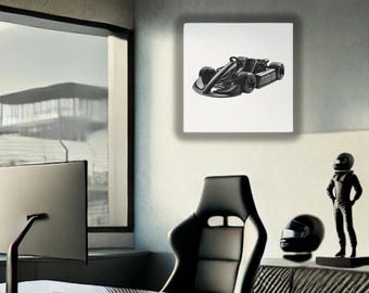Karting Canvas Wall Art - Fade-Resistant Racing Print, Motorsports Home Decor