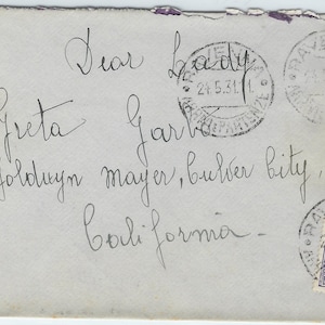¡Adquiera un objeto de recuerdo de Hollywood! Sobres vintage para cartas de fans de celebridades de Hollywood - Greta Garbo