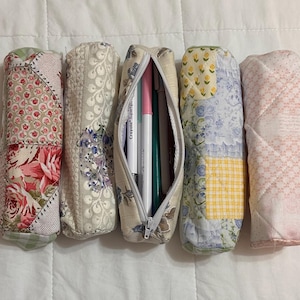 Handmade Quilted Zipper Pouch – Cute Pencil Case, Makeup Bag, or Pencil Pouch | Floral Patchwork Cottagecore Gift | Back to School | Cute