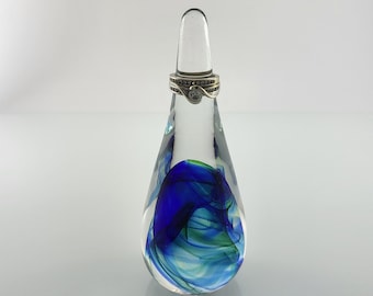 Blown Glass Ring Holder in Dark and Light Blue