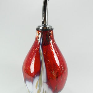 Handblown Glass Olive Oil Bottle with Stainless Steel Pourer, Signature Series image 5