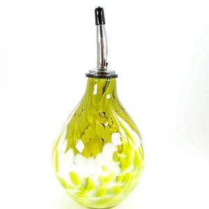 Handblown Glass Olive Oil Bottle with Stainless Steel Pourer, Signature Series image 3