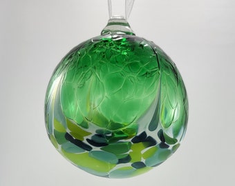 Cobalt blue and white hand blown glass ornament