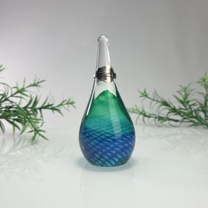 Élégant porte-bague bleu et vert brillants, verre soufflé, bijoux, présentoir, porte-bague