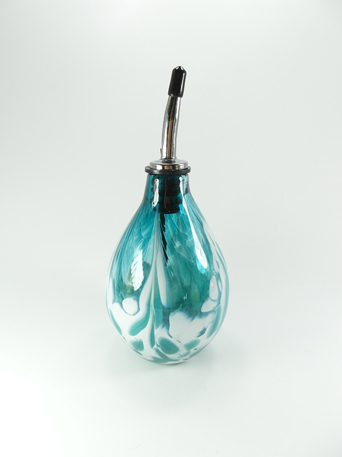 Glass Olive Oil Dispenser in Teal Blue and White Etsy Canada