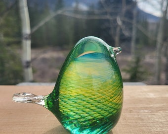 Glass Bird in Copper Blue and Green, mothers day gift.
