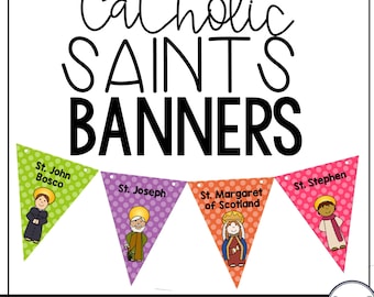Catholic Saints Printable Banners for Classroom Decor and All Saints' Day Activities