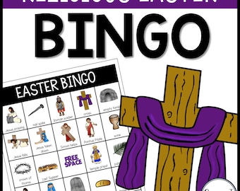 Easter bingo games for kids, Holy Week bible bingo, Holy Week and Easter bingo kids, Christian games, Easter Catholic printables for kids