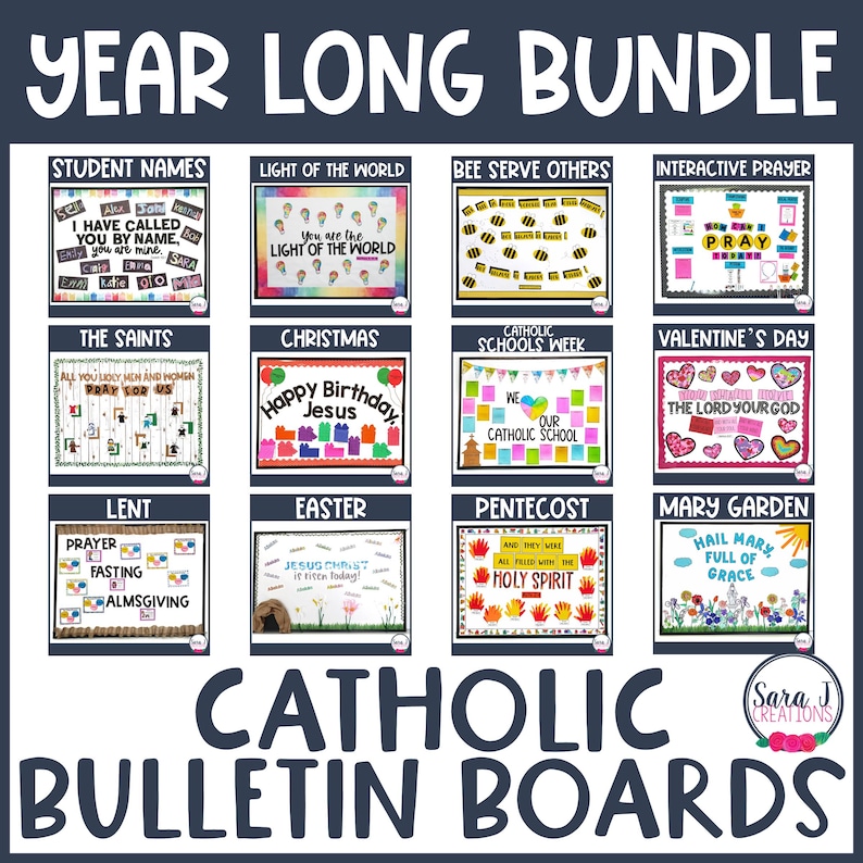 Catholic Bulletin Board Year Long BUNDLE Classroom Decor for the ...