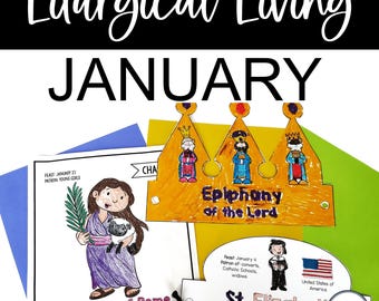 January Catholic Liturgical Living Religion Printables, No Prep Homeschool Catholic Activities, Epiphany, Liturgical Calendar, Home Altar