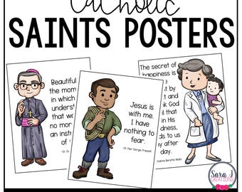 Poster con citazioni di santi cattolici, decorazioni per aule cattoliche, decorazioni per la festa di Ognissanti, stampe di santi cattolici per bambini, arte murale cattolica dei santi