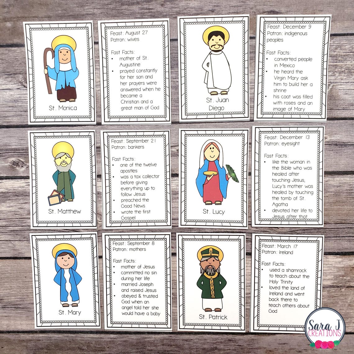 Catholic Saints Matching Card Game Activities, All Saints' Day ...