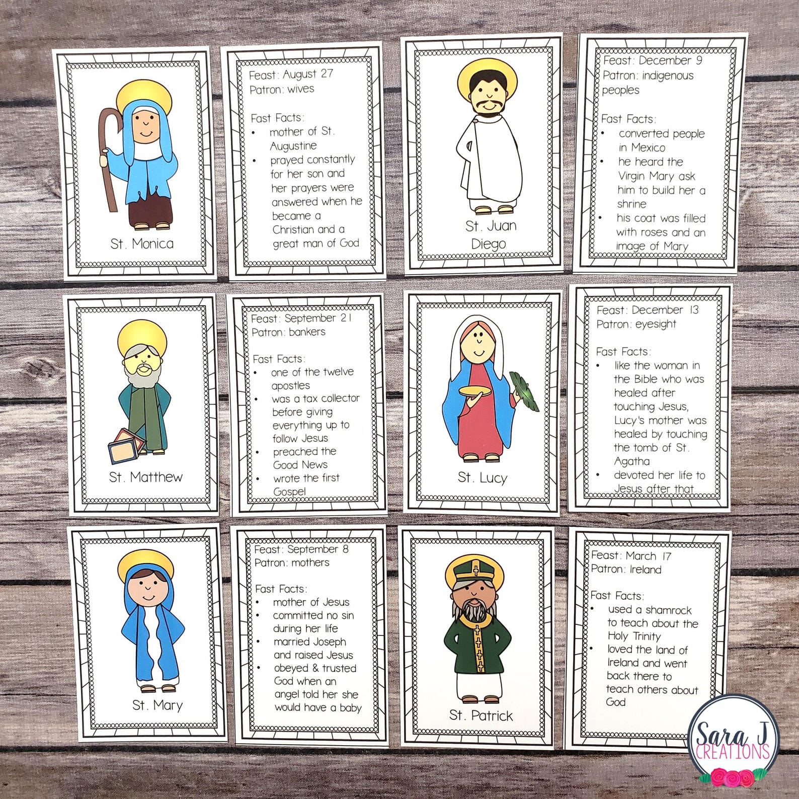 Catholic Saints Matching Card Game Activities, All Saints' Day ...