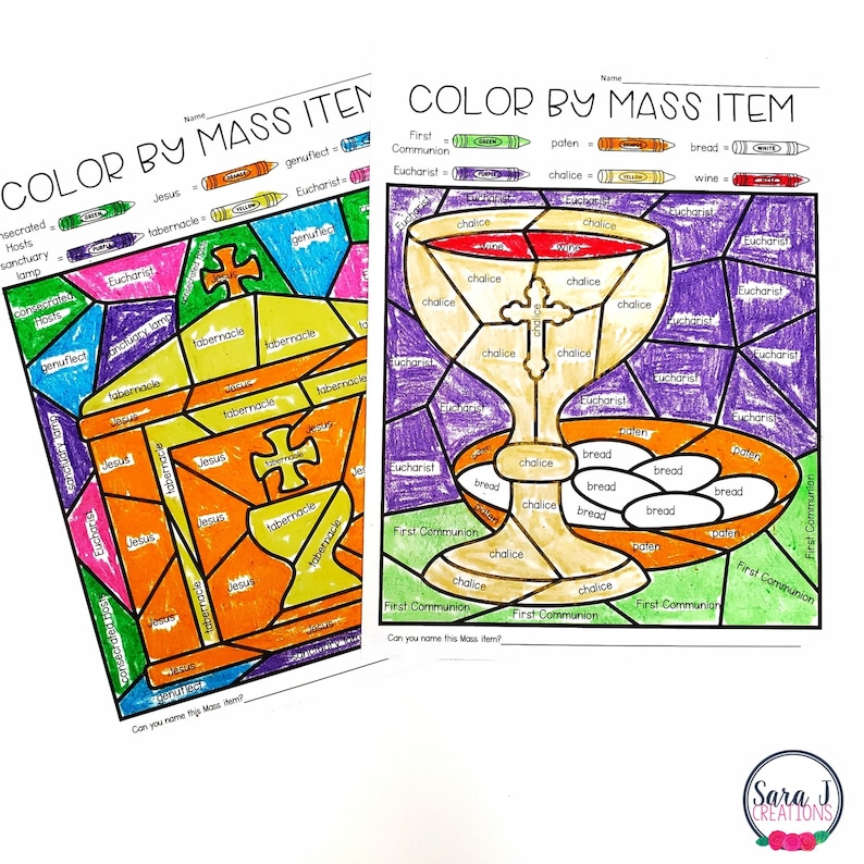 Catholic Mass Objects Color by Code, Parts of the Catholic Mass ...