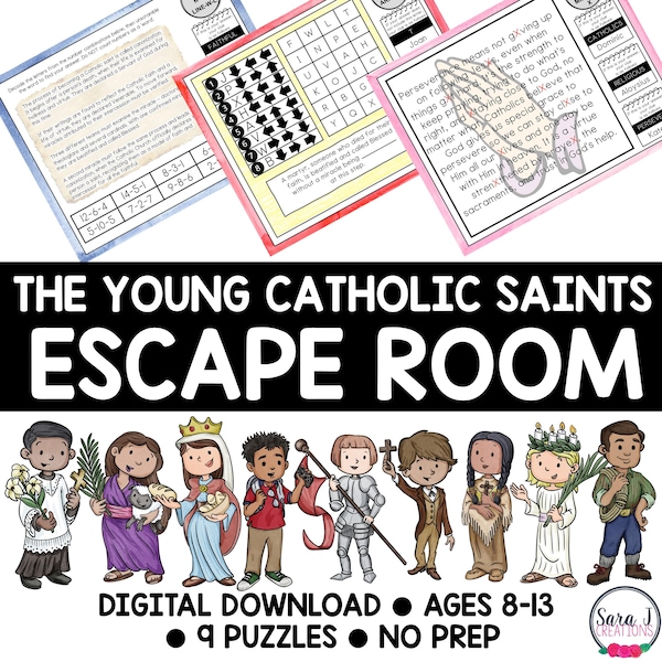Catholic Young Saints Escape Room for Kids Printable Religion Activities All Saints Day Game