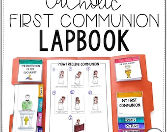 Catholic First Communion Prep Lapbook, Catholic parts of the Mass, First communion preparation, First communion Catholic worksheet