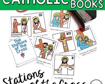 Catholic Stations of the Cross booklet, Catholic stations of the cross cards, Catholic Lent activities kids, Holy week for kids printable
