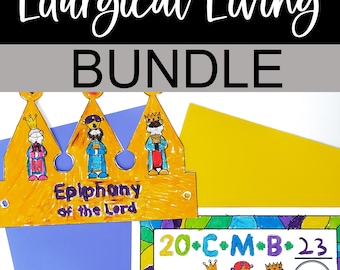 Catholic liturgical living year long bundle, Catholic homeschool printables, Liturgical calendar, Catholic saint coloring pages, home decor
