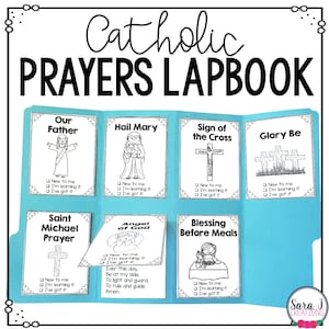 Catholic lapbook, Catholic prayers for kids lap book, Catholic homeschool printables, Lapbook templates for children, prayers of the Mass