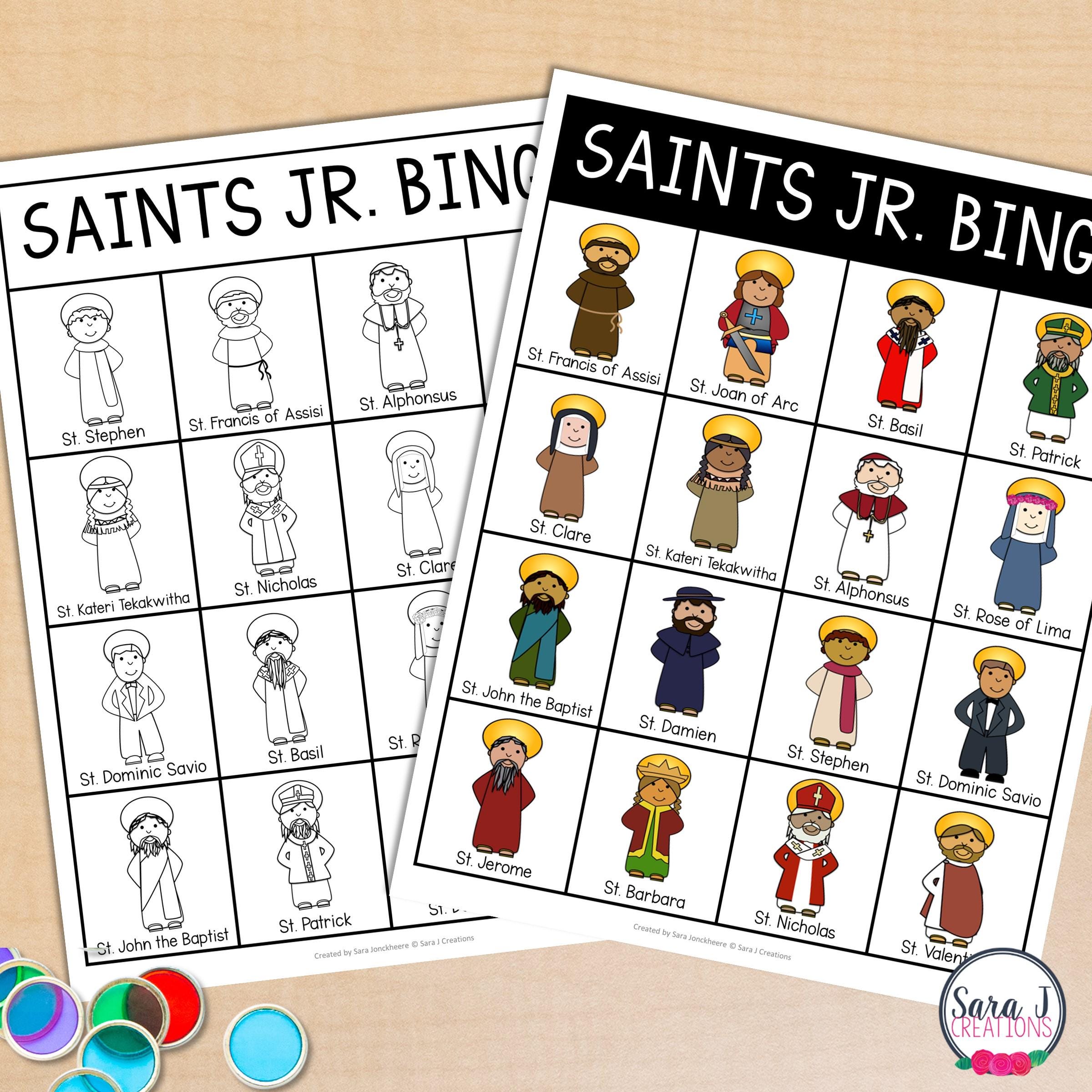 Catholic Saints Junior Bingo Game, All Saints Day Activities for Kids ...