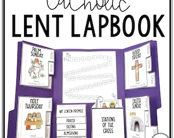 Catholic Lent Lapbook, Lent for kids, Catholic Lent Activities, Lent countdown, Holy week printable, Ash Wednesday, Stations of the Cross