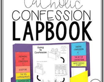Confession Lapbook, First Reconciliation for Kids Resource, Catholic sacraments tool for first confession includes Act of Contrition