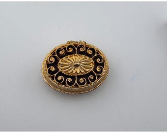 Perfume Max Factor Hypnotique Creme Vintage Compact Gold Filigree Oval con caja