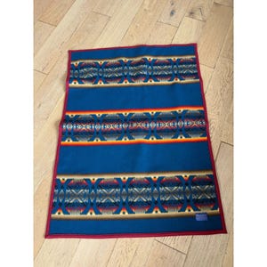 Pendleton Beaver State Wool Lap Blanket Chief Joseph Teal Blue Orange 32x44 USA