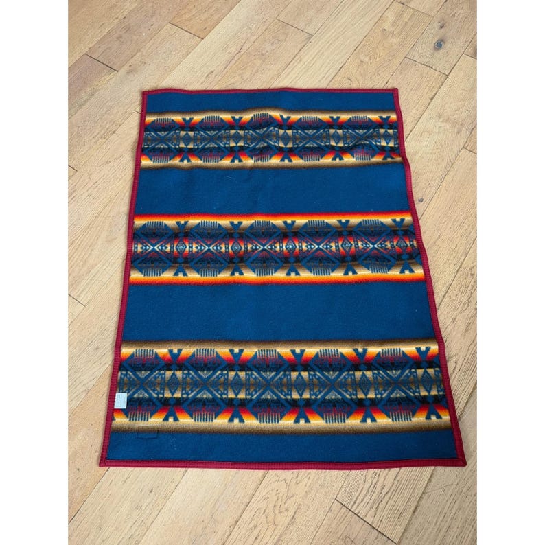 Manta de lana Pendleton Beaver State, Chief Joseph, color azul verdoso y naranja, 32 x 44 pulgadas, EE. UU. imagen 5