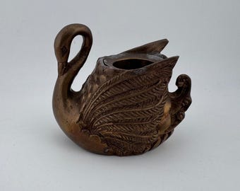 Candelabro vintage de bronce con forma de cisne - Hecho en Tailandia