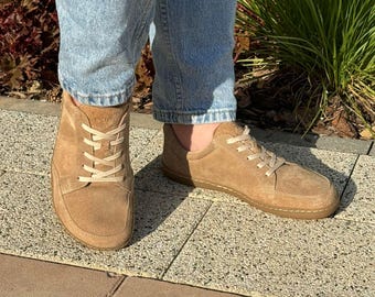 Woman Barefoot Shoes, Barefoot casual Sneakers, Beige Wider Shoe, Handmade, Zero Drop, Natural leather shoes