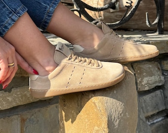 Woman Barefoot Shoes, Barefoot casual Sneakers, Beige Wider Shoe, Handmade, Zero Drop, Natural leather shoes