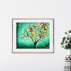 Tree of Life Art Print Emerald Green Wall Decor Modern Farmhouse, Nature Art Print, Turquoise Home Decor image 4