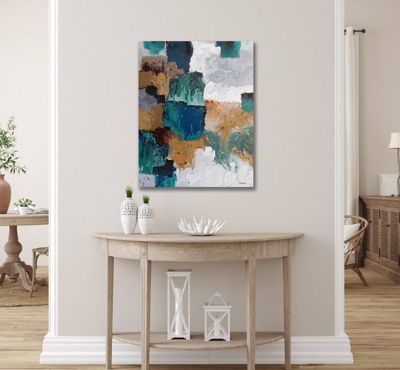 Abstract Wall Art Color Block Painting Fluid Acrylic Pour Etsy