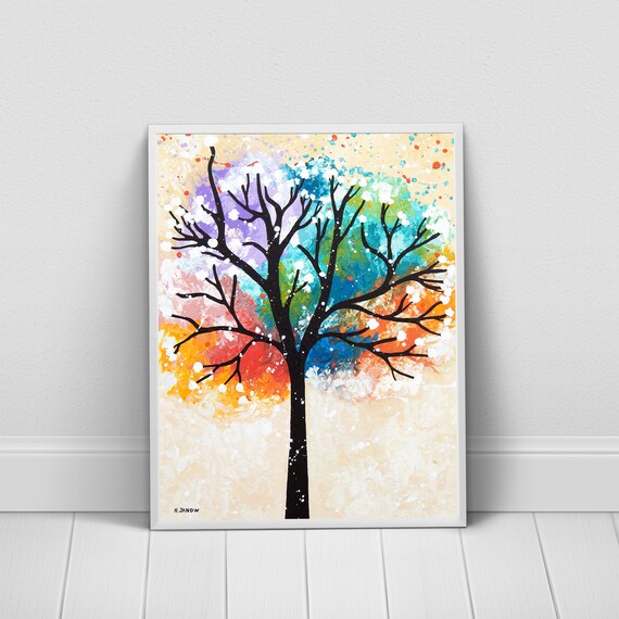 Rainbow Tree Of Life Fine Art Print Chakra Art Wall Decor Etsy