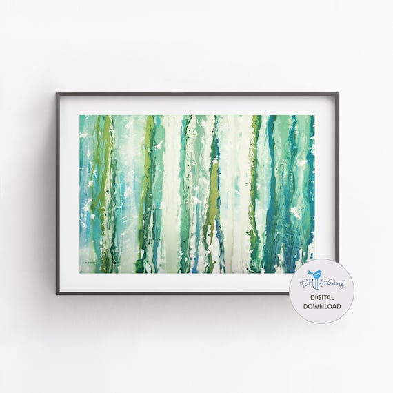 Turquoise Metallic Original Fluid Acrylic Art Southwest Abstract