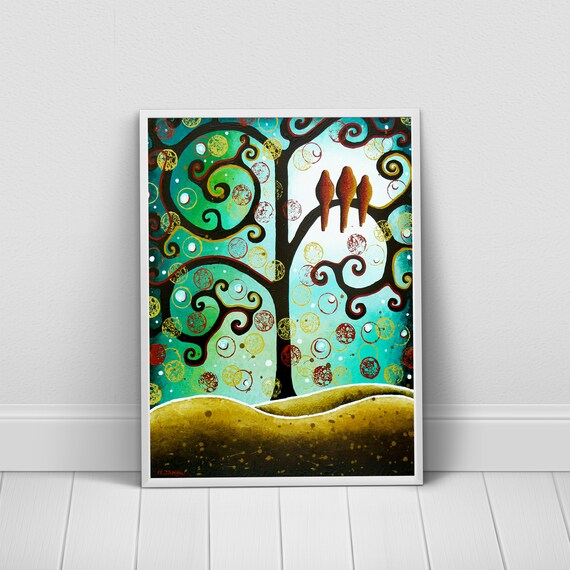 Bird Family Tree Art Birds On A Branch Wall Decor In - Branch Wall Art Painting Bird Family Tree Art Birds On A Branch Wall Decor In - Branch Wall Art Painting