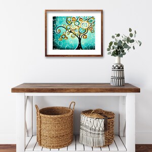 Tree of Life Print Brown Teal Wall Art, Turquoise Home Decor, Woodland Wall Art, Modern Farmhouse Wall Decor image 2