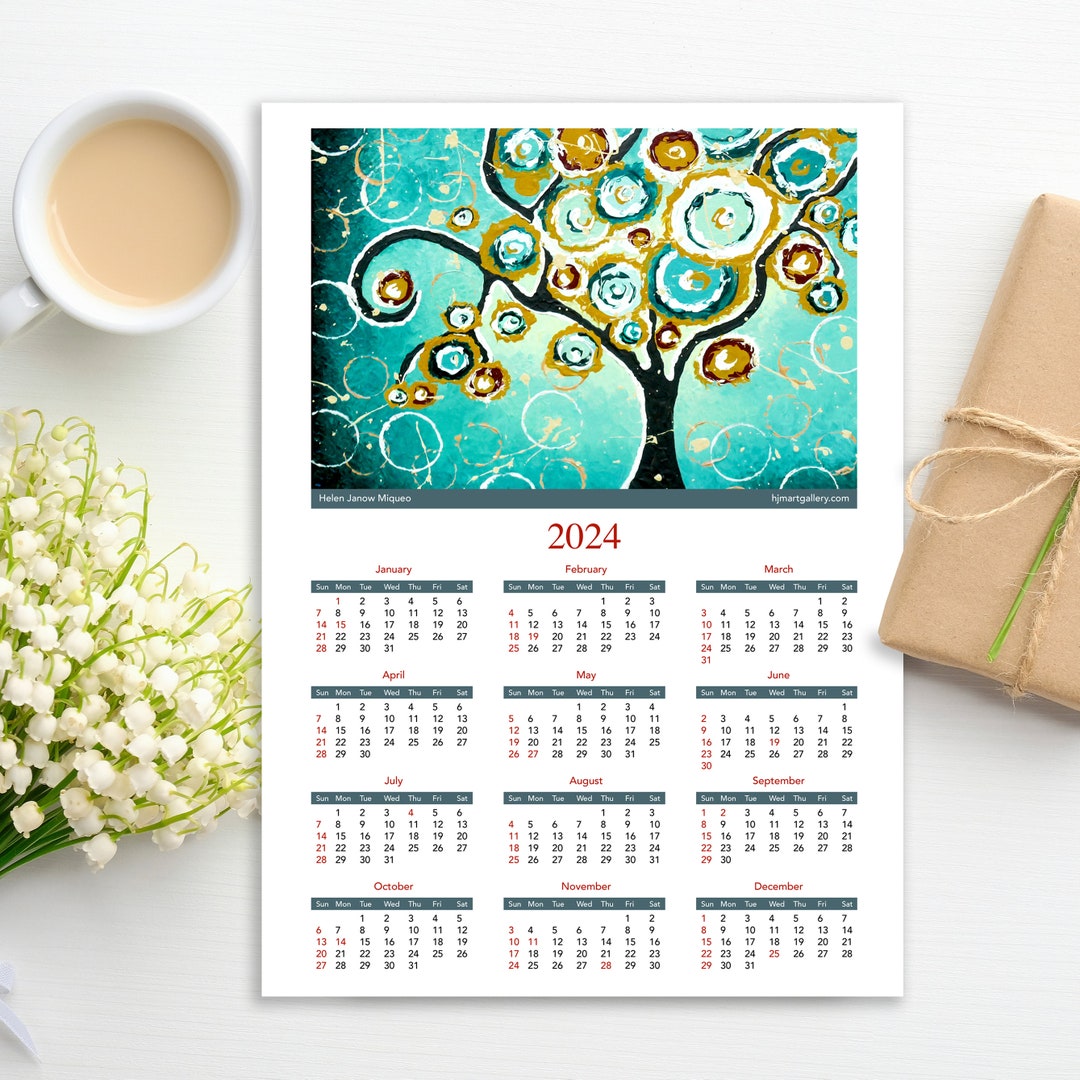 2024 Art Calendar Monthly Calendar 2024 Wall Calendar Nature Calendar
