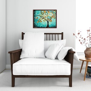 Tree of Life Print Brown Teal Wall Art, Turquoise Home Decor, Woodland Wall Art, Modern Farmhouse Wall Decor image 3