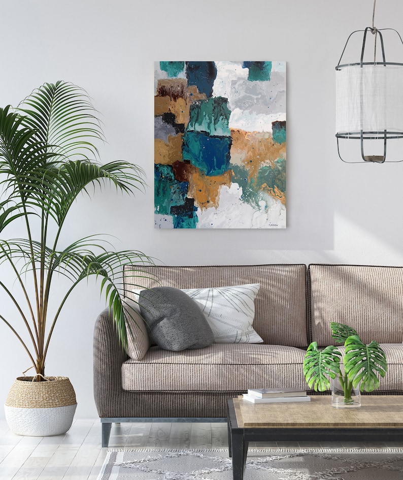 Abstract Wall Art Color Block Painting Fluid Acrylic Pour Etsy