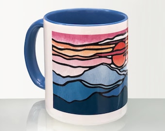 Ceramic Coffee Mug, Blue Ridge Mountains Tea Cup, Original Art Drinkware, Limited Edition 11oz