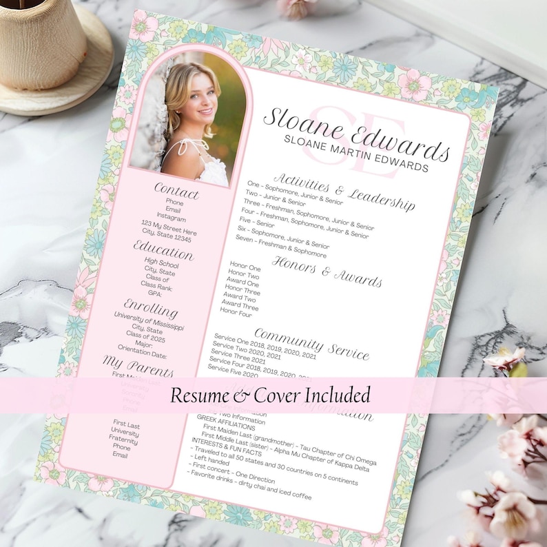 S.4 Sloane Sorority Resume Template | CANVA image 1
