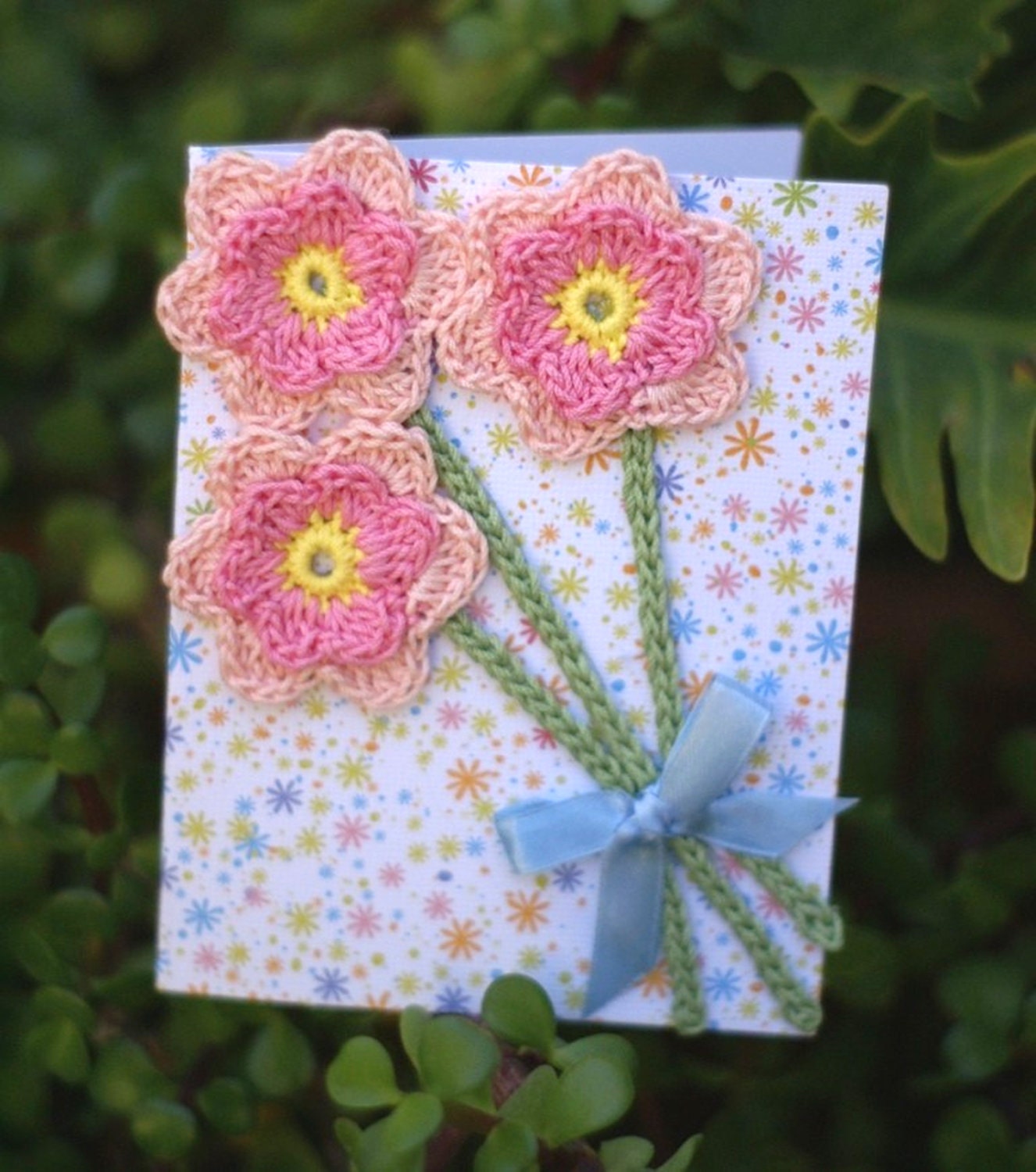 Handmade Postcard With Crocheted Appliques Etsy