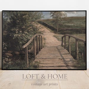 Country Bridge l peinture vintage l art mural numérique imprimable